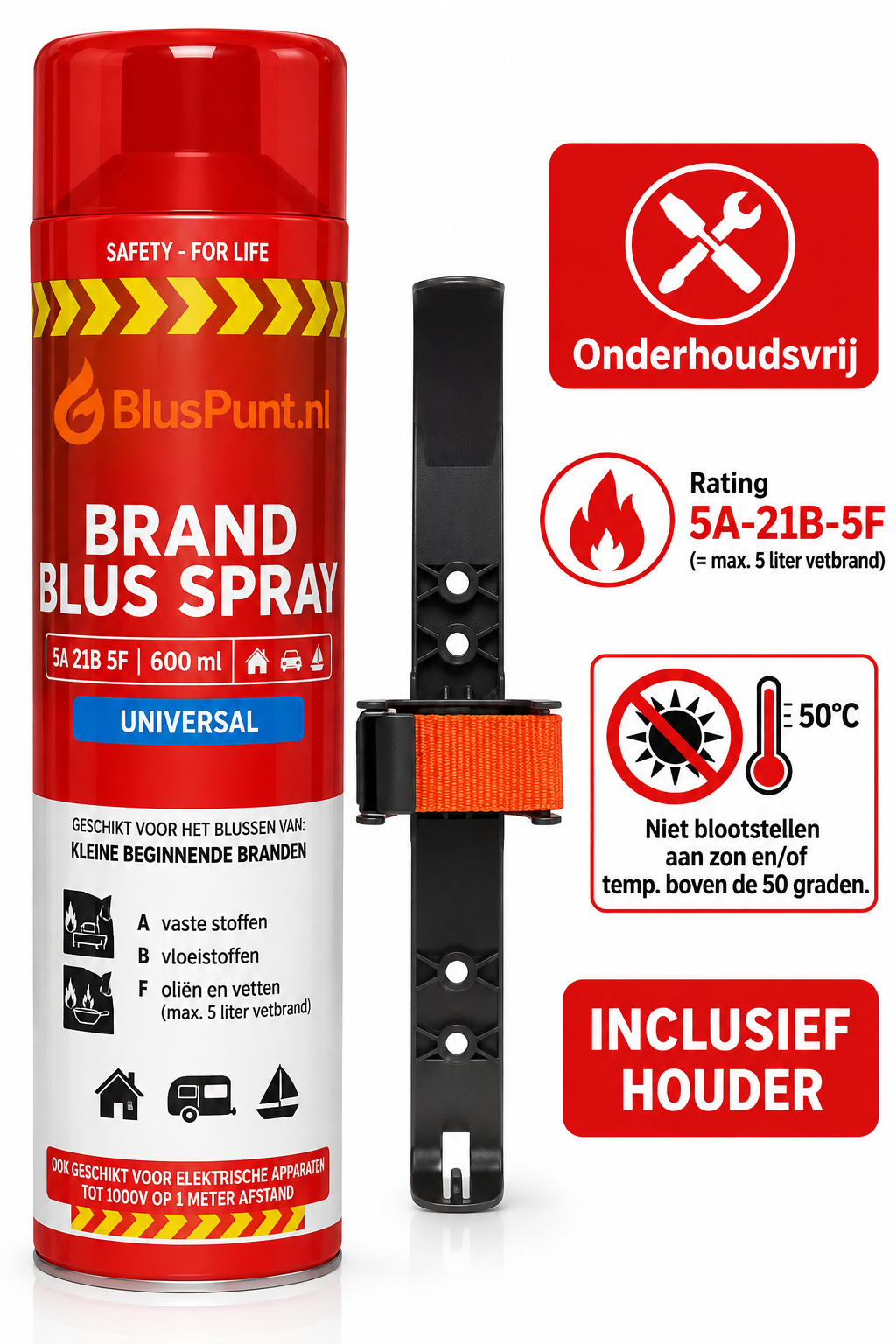 Onderhoudsvrije ABF brandblusser 750ml incl. houder (1) ook vetblusser
