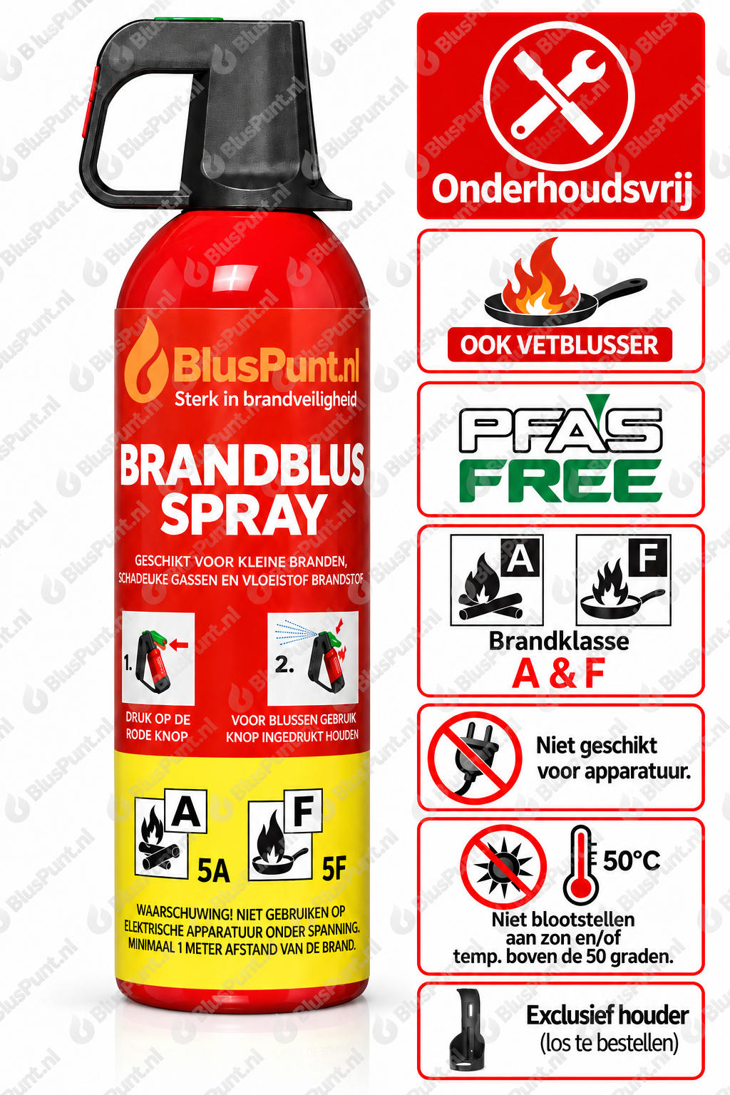 Onderhoudsvrije AF sprayblusser 750ml (1) PFAS VRIJ (ook vetblusser)
