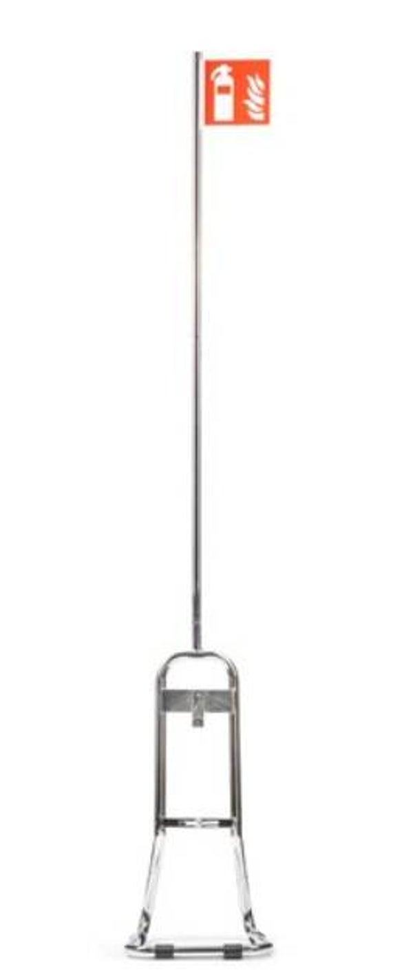 Brandblusser standaard chroom 1.80 meter hoog voor schuimblusser 6 ltr of poederblusser 6 kg