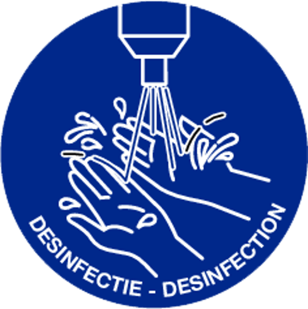 Sticker desinfectie verplicht (Ø90mm)