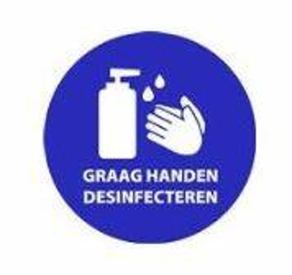 Sticker handen desinfecteren (vinyl Ø200mm)