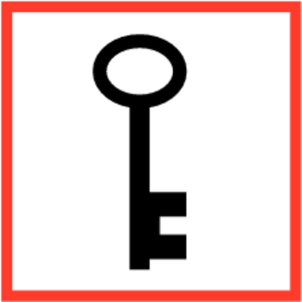 Sticker Noodsleutel (10x10cm)