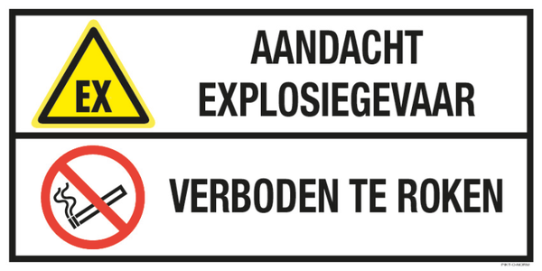 Sticker verboden te roken explosiegevaar 300x150m