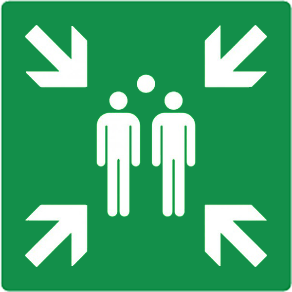 Sticker verzamelplaats 300x300mm NEN-ISO7010