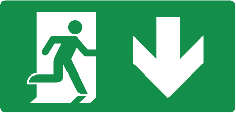 Sticker vluchtweg Omlaag 15x30cm EN-ISO7010