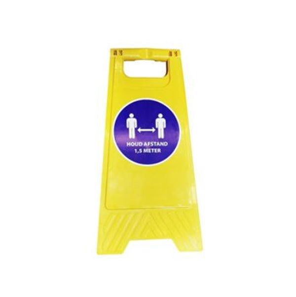 Vloerbord geel met tekst houd afstand 1.50 meter
