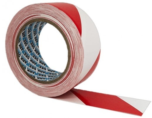Vloertape rood wit afmeting 33 meter x 5cm