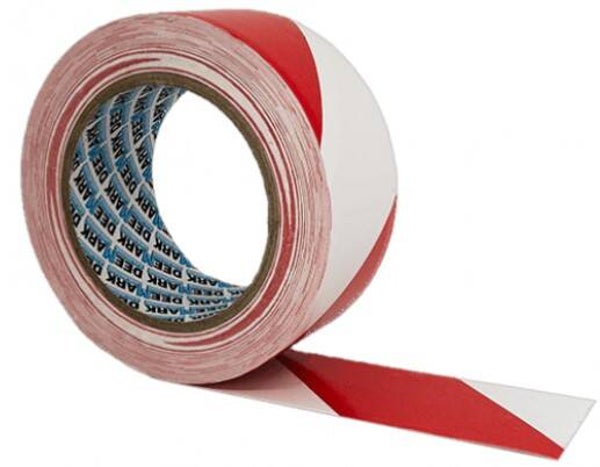 Vloertape rood wit afmeting 33 meter x 5cm
