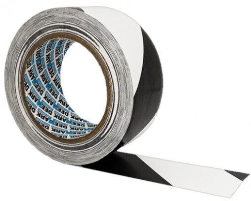 Vloertape zwart wit afmeting 33 meter x 5cm