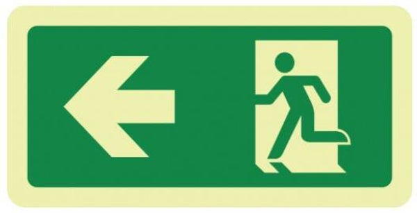 Bord Vluchtweg Links 15x30cm NEN-EN-ISO7010 oplichtend