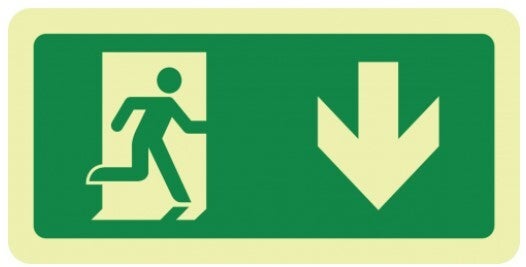 Bord Vluchtweg Omlaag 15x30cm NEN-EN-ISO7010 oplichtend