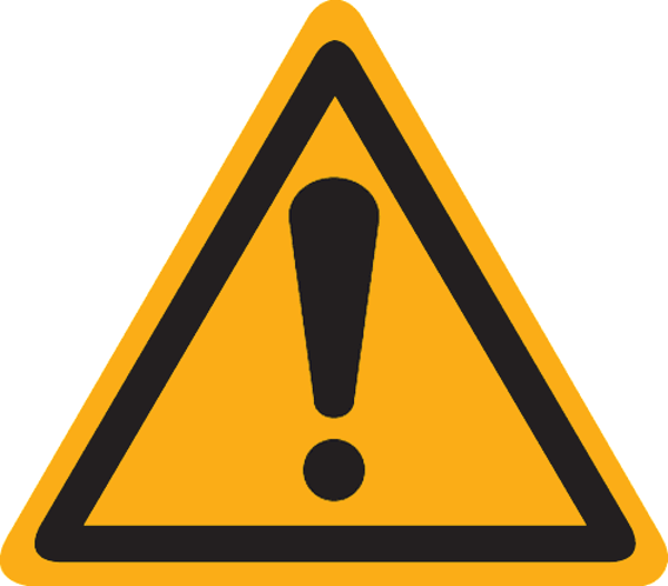 Bord aanduiding algemeen gevaar (15x15cm)