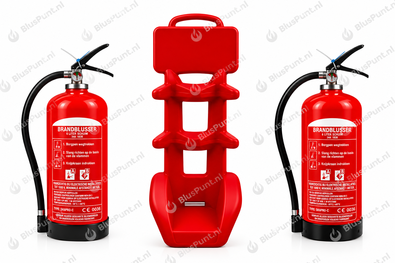 Brandblusserkar (kunststof) incl. 2x 6-kg composiet poeder brandblusser