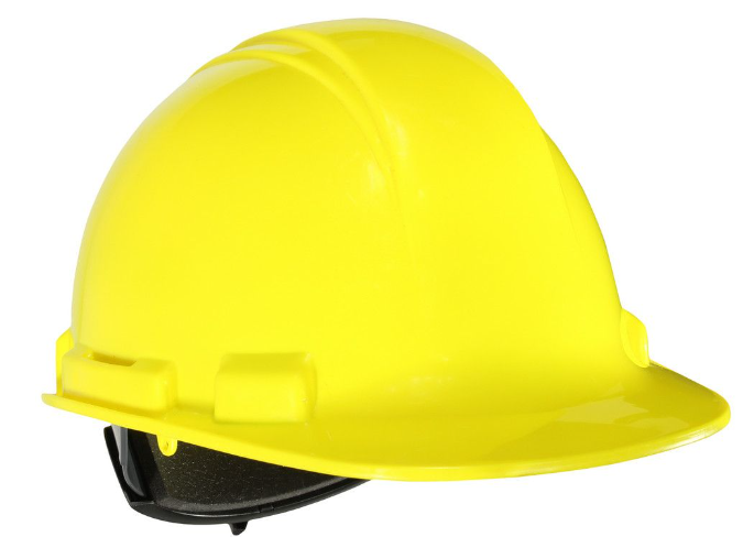 Veiligheidshelm geel vierpunts (geen ventilatie)