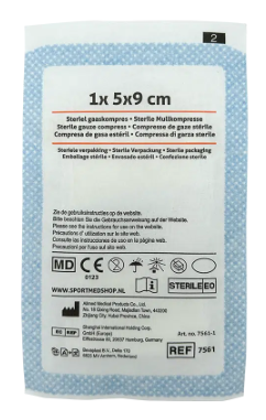 Steriel gaaskompres van 5x9cm