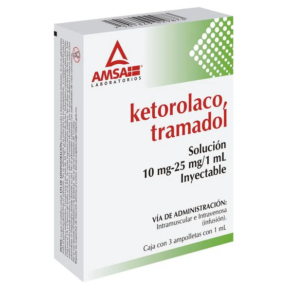 KETOROLACO/TRAMADOL 10MG-25MG/1ML) INYECTABLE C/3 AMP AMSA