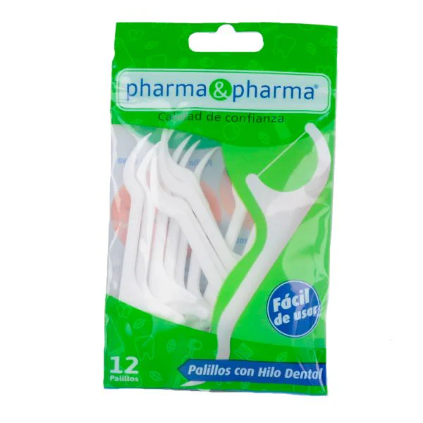 PALILLOS CON HILO DENTAL C/12 PHARMA & PHARMA