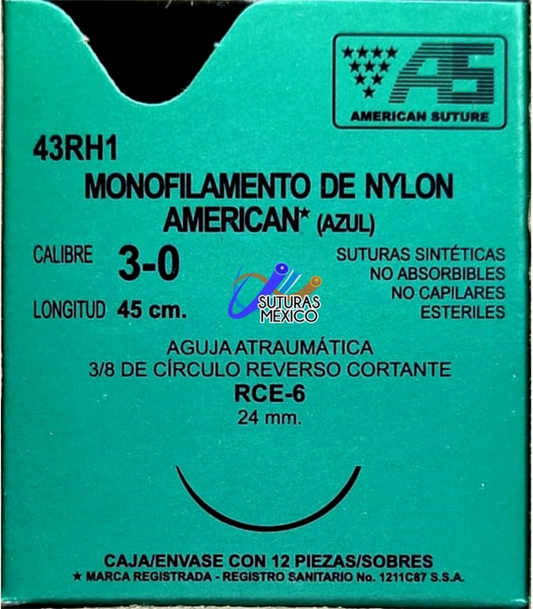 SUTURA MONOFILAMENTO DE NYLON 3-0