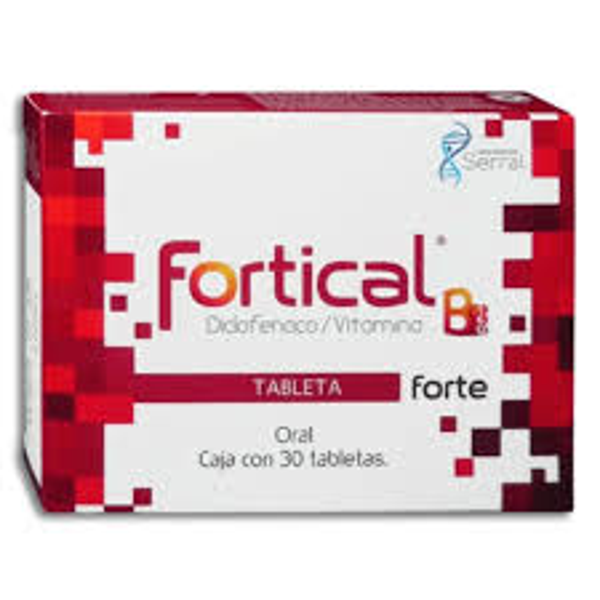 FORTICAL B TABS. C/30 VITAMINA B1 50.00 MG VITAMINA B12 1.00 MG DICLOFENACO DIETILAMONIO 50.00 MG VITAMINA B6 50.00 MGFORTICAL B TABS. C/30 VITAMINA B1 50.00 MG VITAMINA B12 1.00 MG DICLOFENACO DIETILAMONIO 50.00 MG VITAMINA B6 50.00 MG