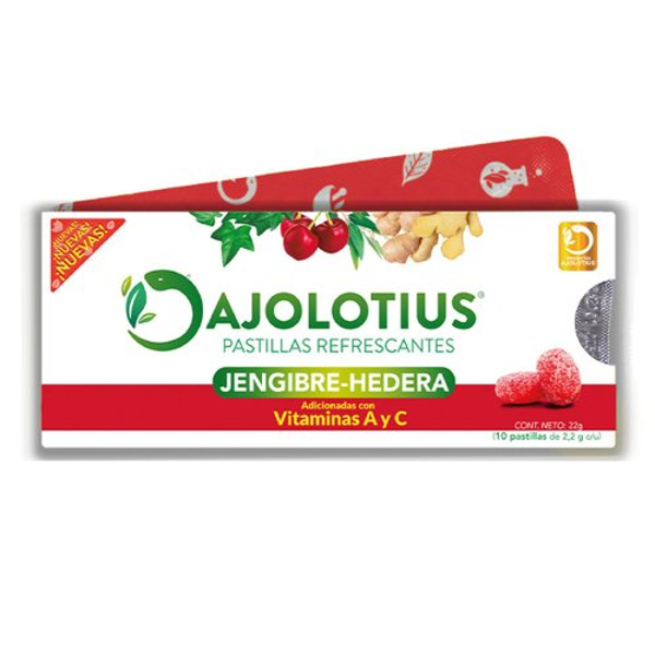 AJOLOTIUS JENGIBRE-HEDERA PASTILLAS (EXTRACTO DE EUCALIPTO 1.00 S/G EXTRACTO DE MENTA 1.00 S/G AZUCAR 1.00 S/G EXTRACTO DE JENGIBRE 1.00 S/G GLUCOSA 1.00 S/G)