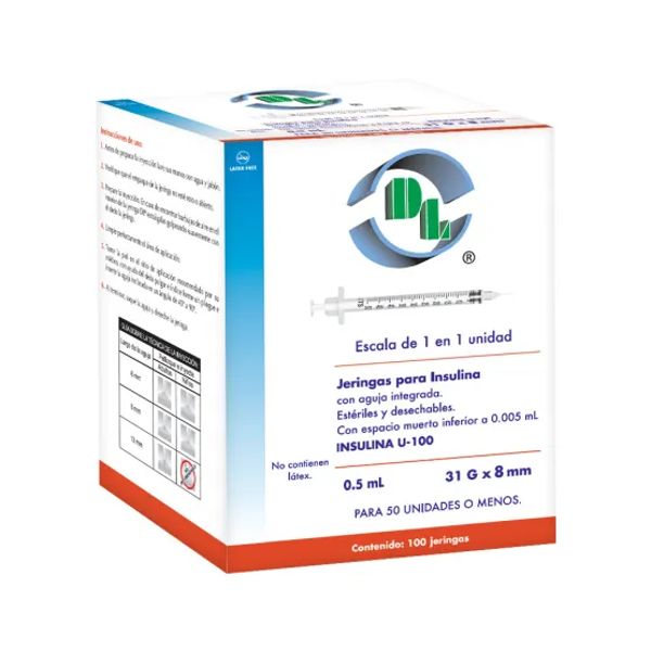 JERINGA INSULINA DL 0.5 ML 100PZAS