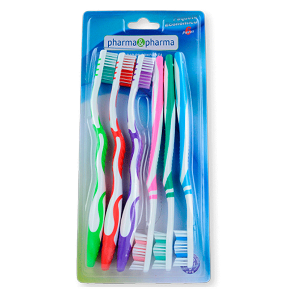 CEPILLO DENTAL  PAQUETE ECONOMICO 6 PIEZAS PHARMA & PHARMA