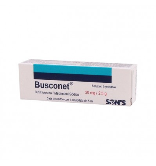 BUSCONET INY. C/1 METAMIZOL SODICO 250.00 MG BROMURO DE BUTILHIOSCINA 20.00 MG
