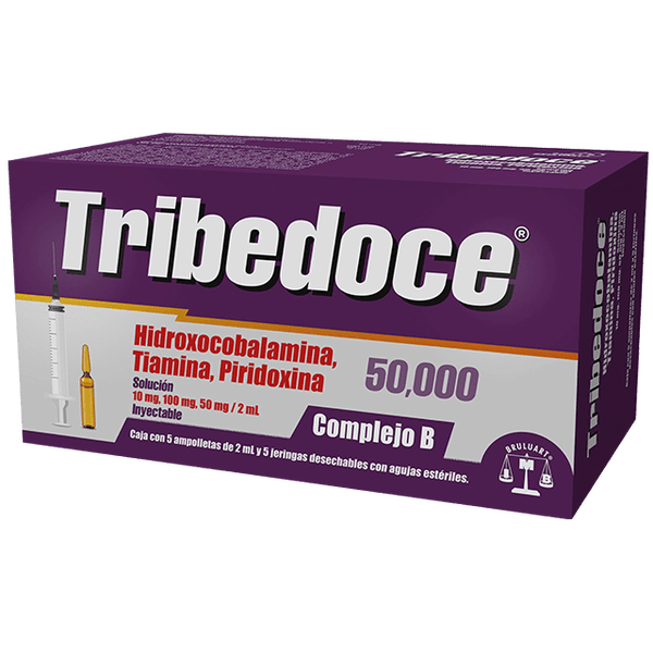 TRIBEDOCE (HIDROXOCOBALAMINA 10 000MCG/TIAMINA 100MG/PIRIDOXINA 50MG/2ML)5 AMP SOL