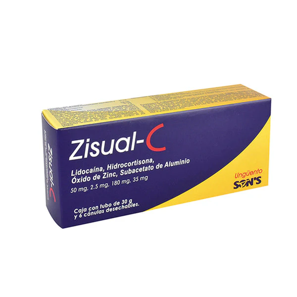ZISUAL-C CREMA HIDROCORTISONA 0.25 G LIDOCAINA 5.00 G OXIDO DE ZINC 18.00 G ALUMINIO 3.50 G