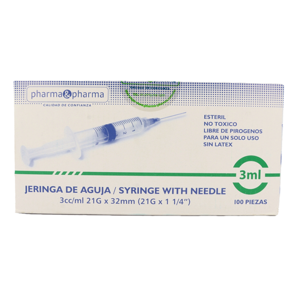 JERINGA (PHARMAyPHARMA) 21G X 32MM 3ML 100 PZS VERDE