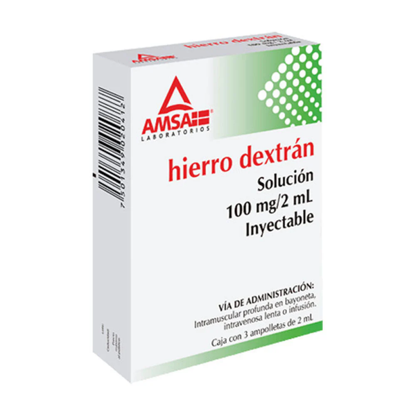 HIERRO DEXTRÁN INY 100MG/2ML AMSA C/3 AMP