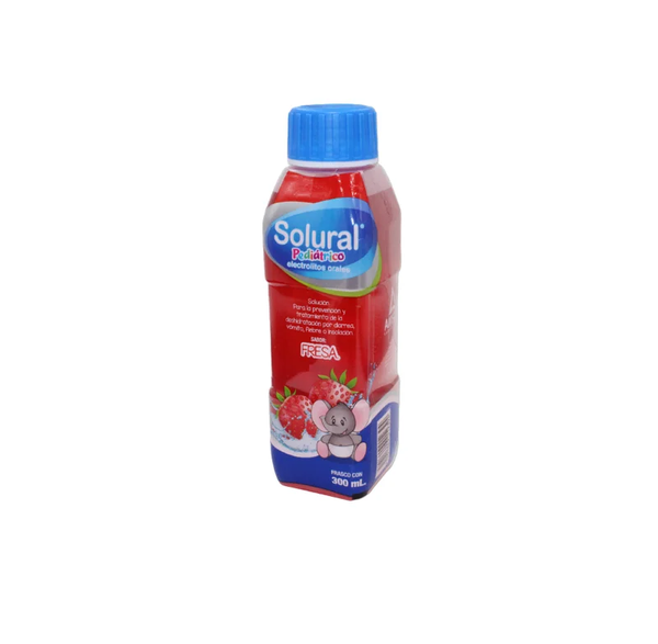 SOLURAL PEDIATRICO SABOR FRESA 300ML CLORURO DE SODIO 0.26 G CLORURO DE POTASIO 0.14 G CITRATO DE SODIO 0.29 G GLUCOSA 1.35 G