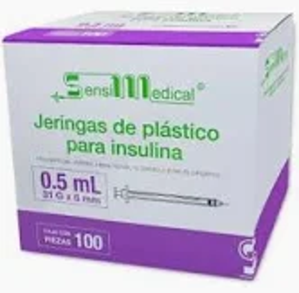JERINGA PARA INSULINA 0.5ML (SENSI MEDICAL) 31GX6MM 100PZS