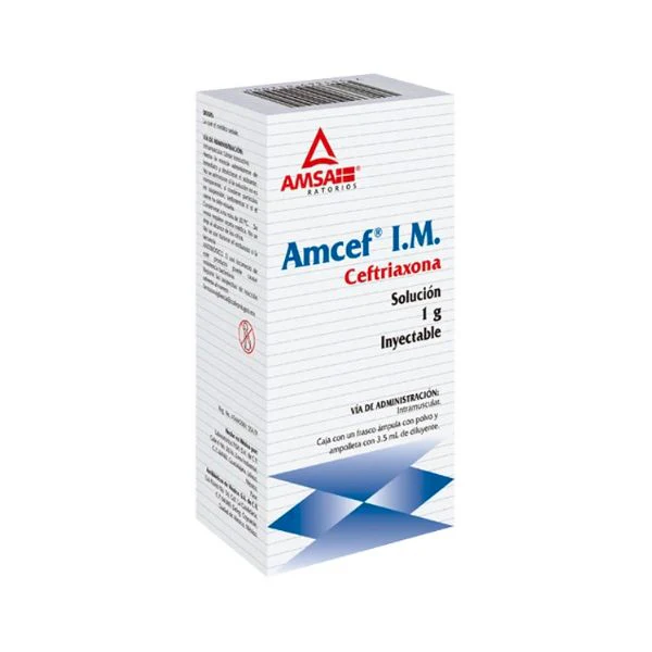 AMCEF CEFTRIAXONA 1.00 G INY. C71 AMPOLLETA AZUL
