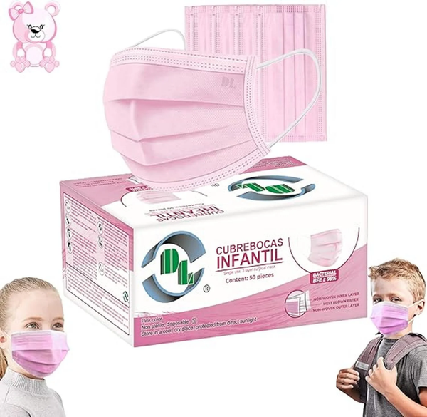 CUBREBOCAS TRICAPA INFANTIL ROSA