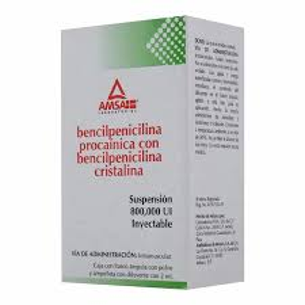 BENCILPENICILINA CRISTALINA 100000.00 UI BENCILPENICILINA PROCAINICA 300000.00 UI AMSA C/1 AMPOLL.
