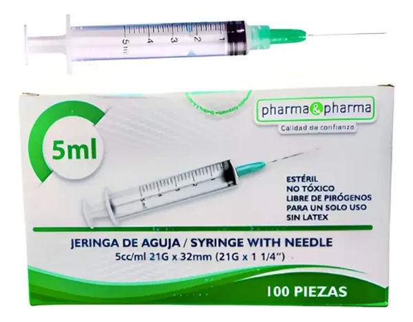 JERINGA 5ML VERDE PHARMA & PHARMA  (21Gx32mm) 100PZS