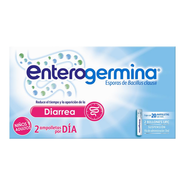 ENTEROGERMINA AMPOLLETAS 2 BILLONES UFC (ESPORAS DE BACILLUS CLAUSII)LACTANTES Y NIÑOS C/20