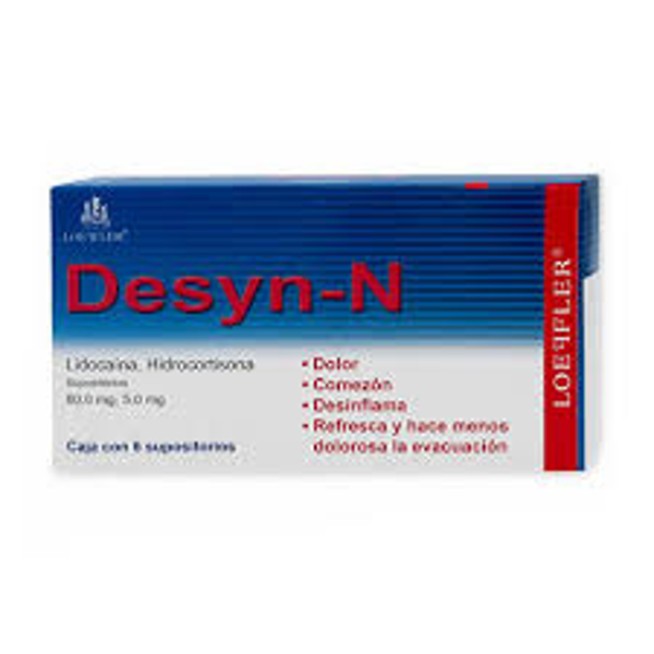 DESYN-N LIDOCAINA/HIDROCORTISONA SUPOS. 60MG/5MG C/6