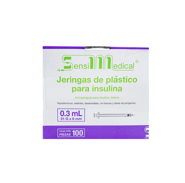 JERINGA DE INSULINA 0.3ML 31GX 6MM (100.00 PZAS) SENSIMEDICAL