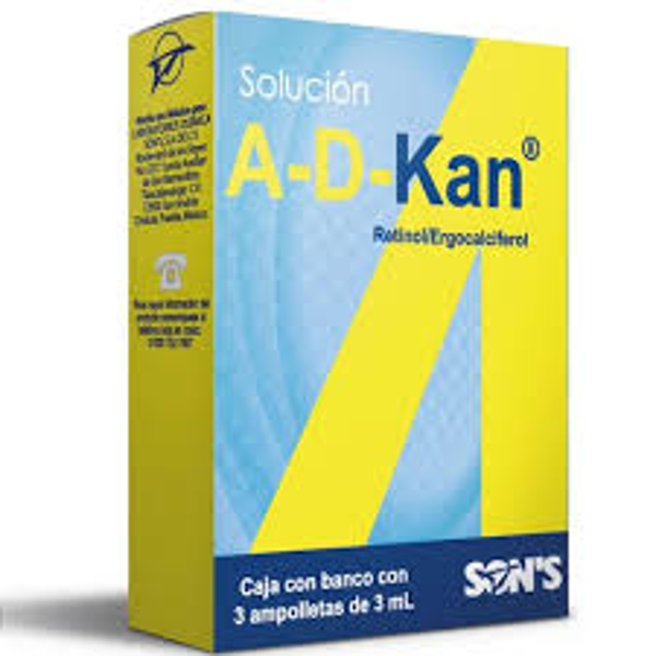 A-D-KAN VITAMINA D2 400.00 UI VITAMINA A 6000.00 UI C/3 AMPOLLETAS	A-D-KAN VITAMINA D2 400.00 UI VITAMINA A 6000.00 UI C/3 AMPOLLETAS	0%	22,67	18,89