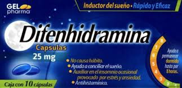 DIFENHIDRAMINA 25MG (GEL PHARMA ) 10 CAPS. DIFENHIDRAMINA 25.00 MG