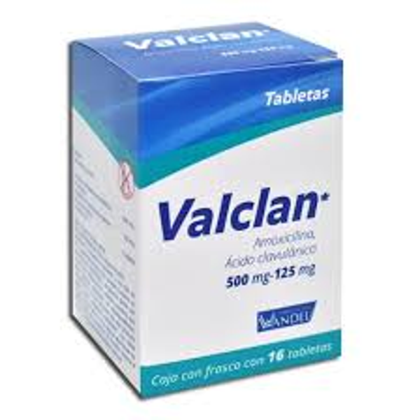 VALCLAN ACIDO CLAVULANICO 125.00 MG AMOXICILINA 500.00 MG C/16