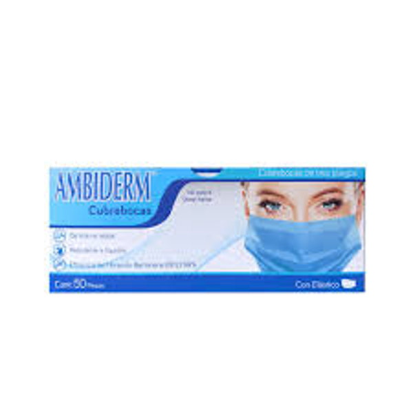 CUBREBOCAS AMBIDERM TRICAPA AZUL TERMOSELLADO
