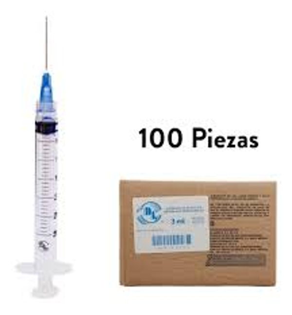 JERINGA HIPODERMICA 3ML PEDIATRICA C/AGUJA 23G X 25ML C/100 PZAS DL