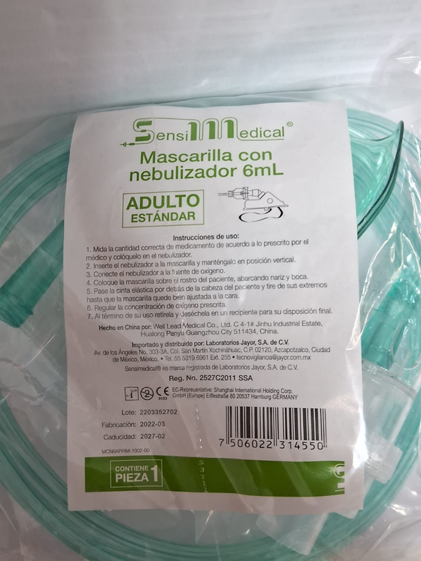 MASCARILLA CON NEBULIZADOR ADULTO ESTANDAR