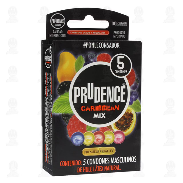 PRUDENCE PRESERVATIVOS SABOR Y AROMA MIX CARIBBEAN C/5 CONDONES DE LATEX