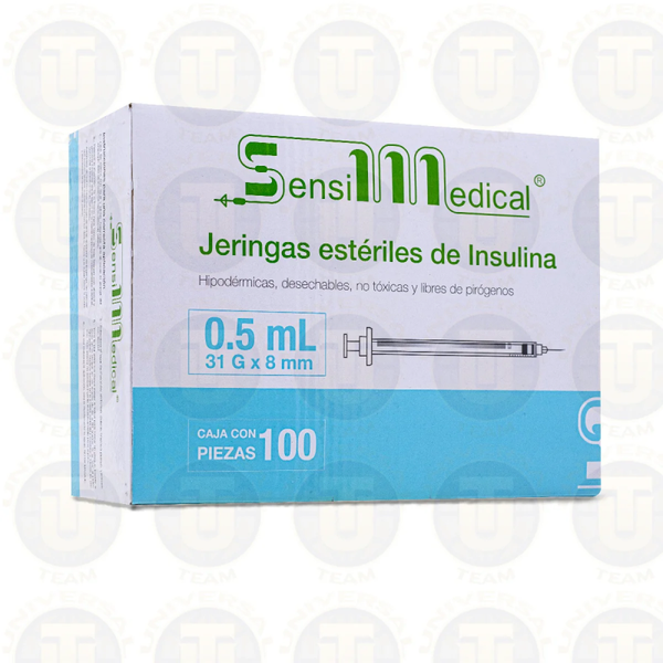 JERINGA ESTERIL DE INSULINA 0.5ML 31G X 8MM C/100 PZAS SENSIMEDICAL