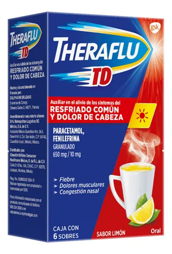 THERAFLU TD SABOR LIMON GRANULADO C/6SSOBRES