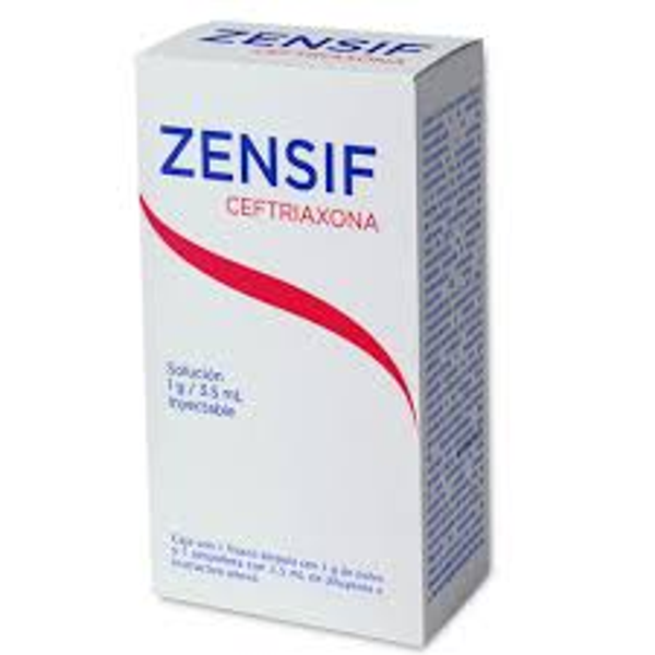 ZENSIF  INY. CEFTRIAXONA 1.00 G C/1 AMPOLLETA
